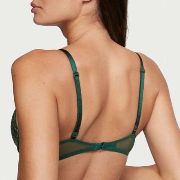 Victoria’s Secret Green With Gold Shimmer Women's Demi Cup Under Wire Bra 36D - Picture 7 of 16